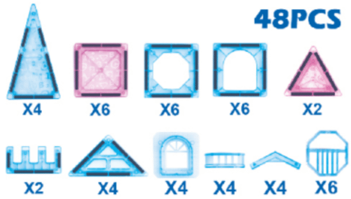Variety of magnetic building blocks (48pcs) JH20B - Image 3