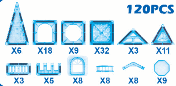 Variety of magnetic building blocks (120pcs) JH21A - Image 3
