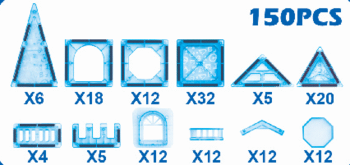 Variety of magnetic building blocks (150pcs) JH21B - Image 3